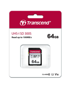 TRANSCEND TS64GSDC300S- CLASS-10, UHS-I-U1, V10 - 64GB-SD-Card