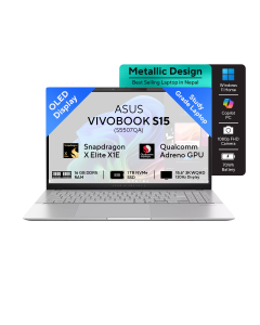 ASUS Vivobook S 15 - (S5507QA) Snapdragon® X Elite X1E 78 100 Processor | 16 GB RAM | 1 TB Gen 4 SSD |15.6" 3K OLED | Backlit Keyboard  | Type C | 2 Year Int'l Warranty | 1 year Perfect Warranty
