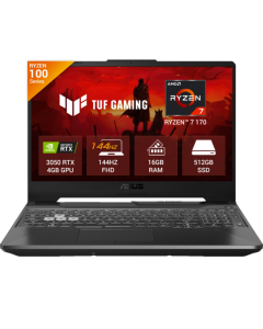 ASUS TUF GAMING A15 FA506NCQ - 15.6 FHD - AMD R7-170 | 16GB DDR5 | 512GB PCIE G4 SSD | RTX 3050 - 4GB | Windows 11 | Backlit Keyboard | Graphite Black | Backpack | Mouse | 2 Year Int'l Warranty | 1 Year Perfect warranty