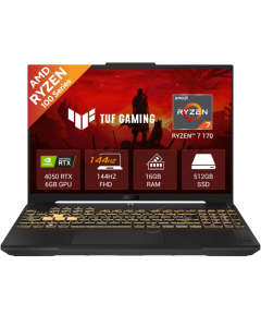 ASUS TUF GAMING A16 FA607NUQ - 16'' FHD - AMD R7-170 | 16GB DDR5 | 512GB PCIE G4 SSD | RTX 4050 - 6GB | Windows 11 | RGB Backlit | Backpack | Mouse | Mecha Gray | 2 Year Int'l Warranty | 1 Year Perfect warranty