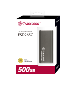 TRANSCEND - TS500TESD265C - 500GB, External SSD, ESD265C, USB 3.1 Gen 2, Type - C + TYPE A CABLE - METAL CASING