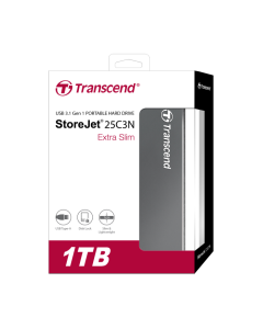 TRANSCEND C3N METAL SLIM-1TB HDD -2.5''- USB 3.1 Gen 1 USB Type-C Storejet 25C3N External Hard Drive 