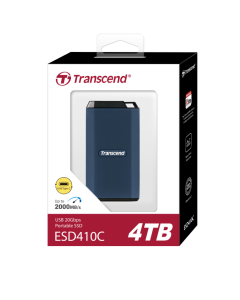 TRANSCEND - TS4TESD410C - 4TB, Water Resistant External SSD, ESD410C, USB 3.1 Gen2, Type C + Type A CABLE - HIGH SPEED - 2000 Mbps