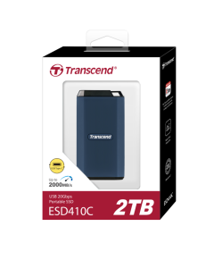 TRANSCEND - TS2TESD410C - 2TB, Water Resistant External SSD, ESD410C, USB 3.1 Gen2, Type C + Type A CABLE - HIGH SPEED - 2000 Mbps