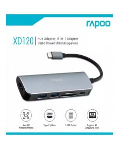 Rapoo XD120 USB-C Hub USB3.0 5Gbps High Speed Docking Station HDMI-compatible Adapter TF SD Card Reader USB Type-C Data Transmission Converter - Silver